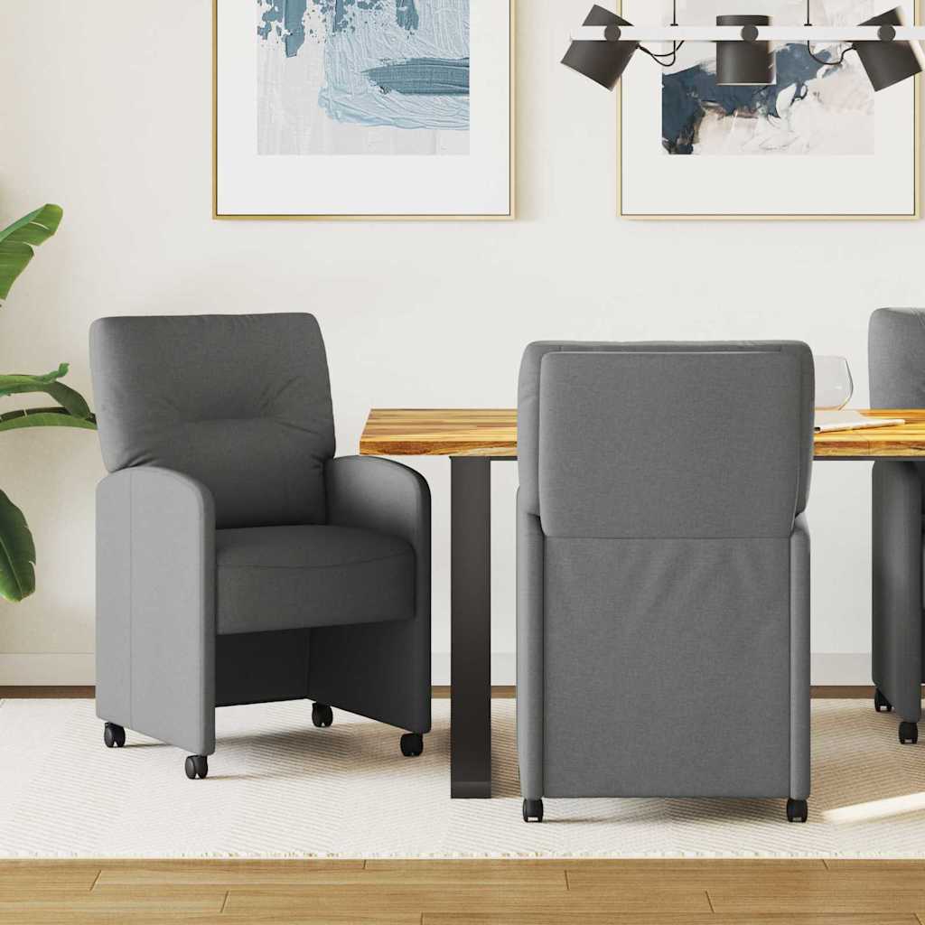 vidaXL Καρέκλες Φαγητού με Ρόδες 2 pcs Σκούρο γκρι 57 x 67 x 95 εκ