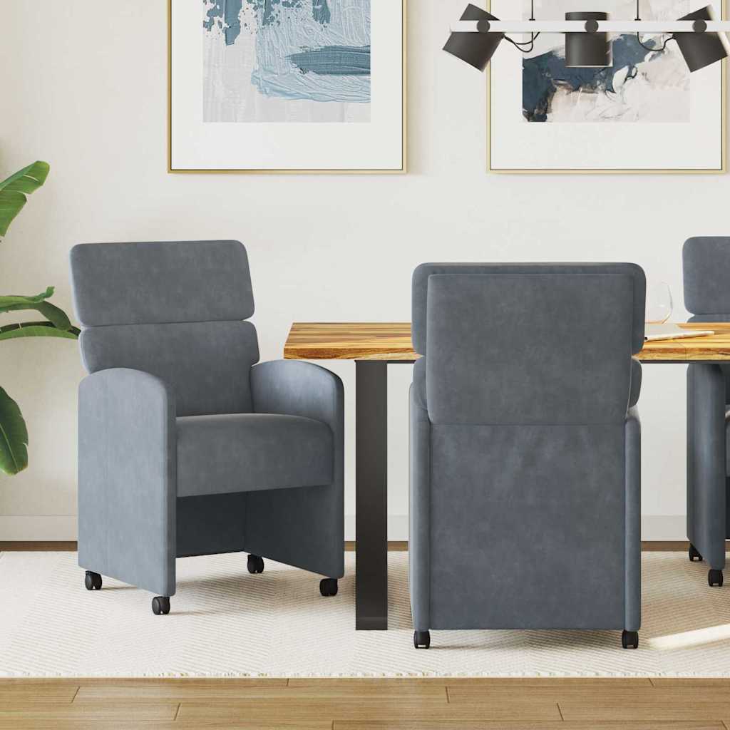 vidaXL Καρέκλες Φαγητού με Ρόδες 2 pcs Σκούρο γκρι 58 x 65 x 98 εκ.