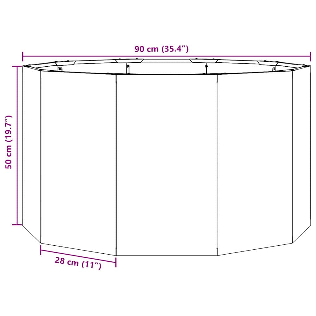 vidaXL Γλάστρα Ανθρακί 90 x 90 x 50 cm Ατσάλι