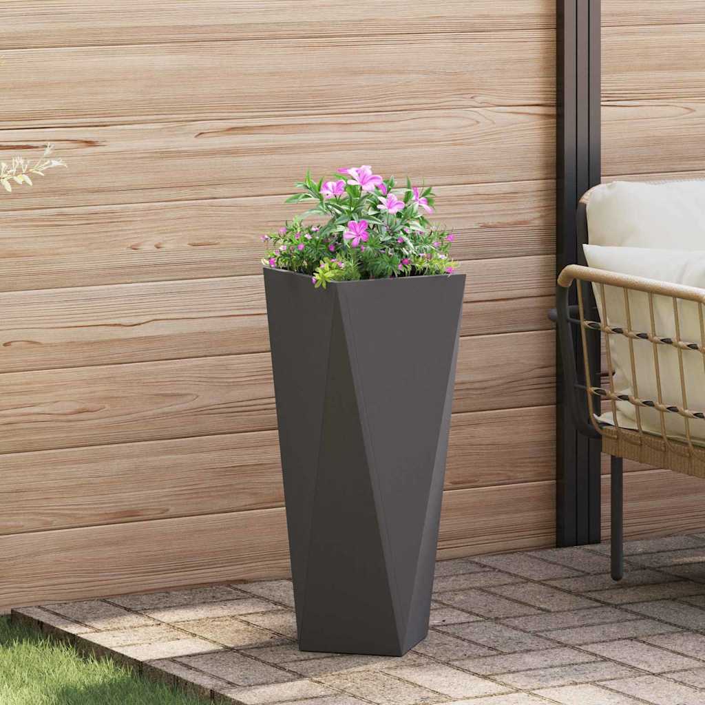 vidaXL Γλάστρα 2 pcs Μαύρο 30 x 30 x 75 εκ Ατσάλι
