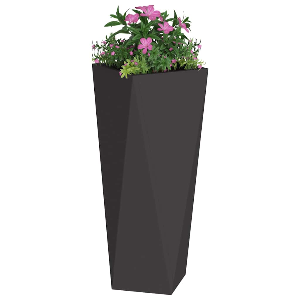 vidaXL Γλάστρα 2 pcs Μαύρο 30 x 30 x 75 εκ Ατσάλι