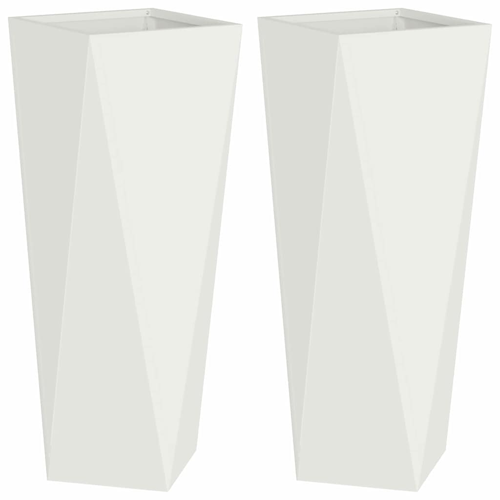 vidaXL Γλάστρα 2 pcs Λευκό 30 x 30 x 75 εκ Ατσάλι