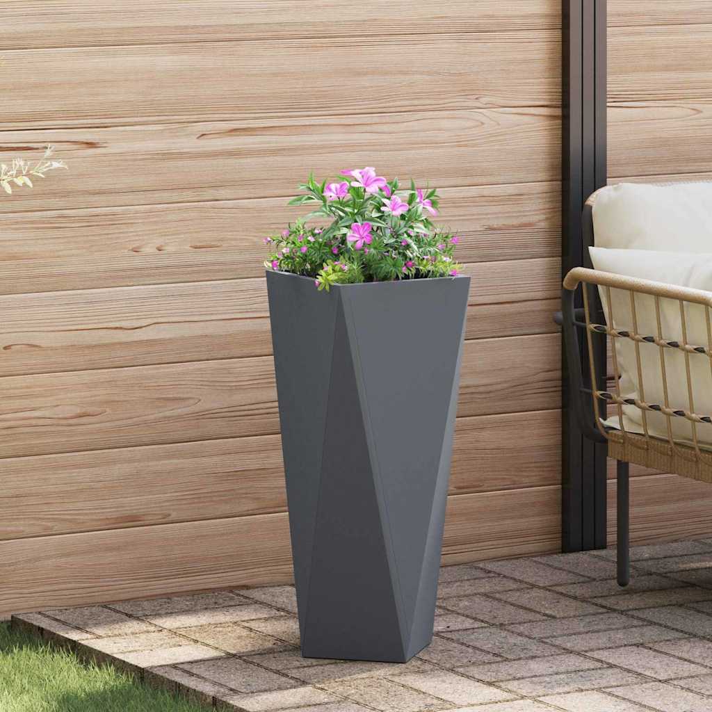 vidaXL Γλάστρα Ανθρακί 30 x 30 x 75 εκ Ατσάλι