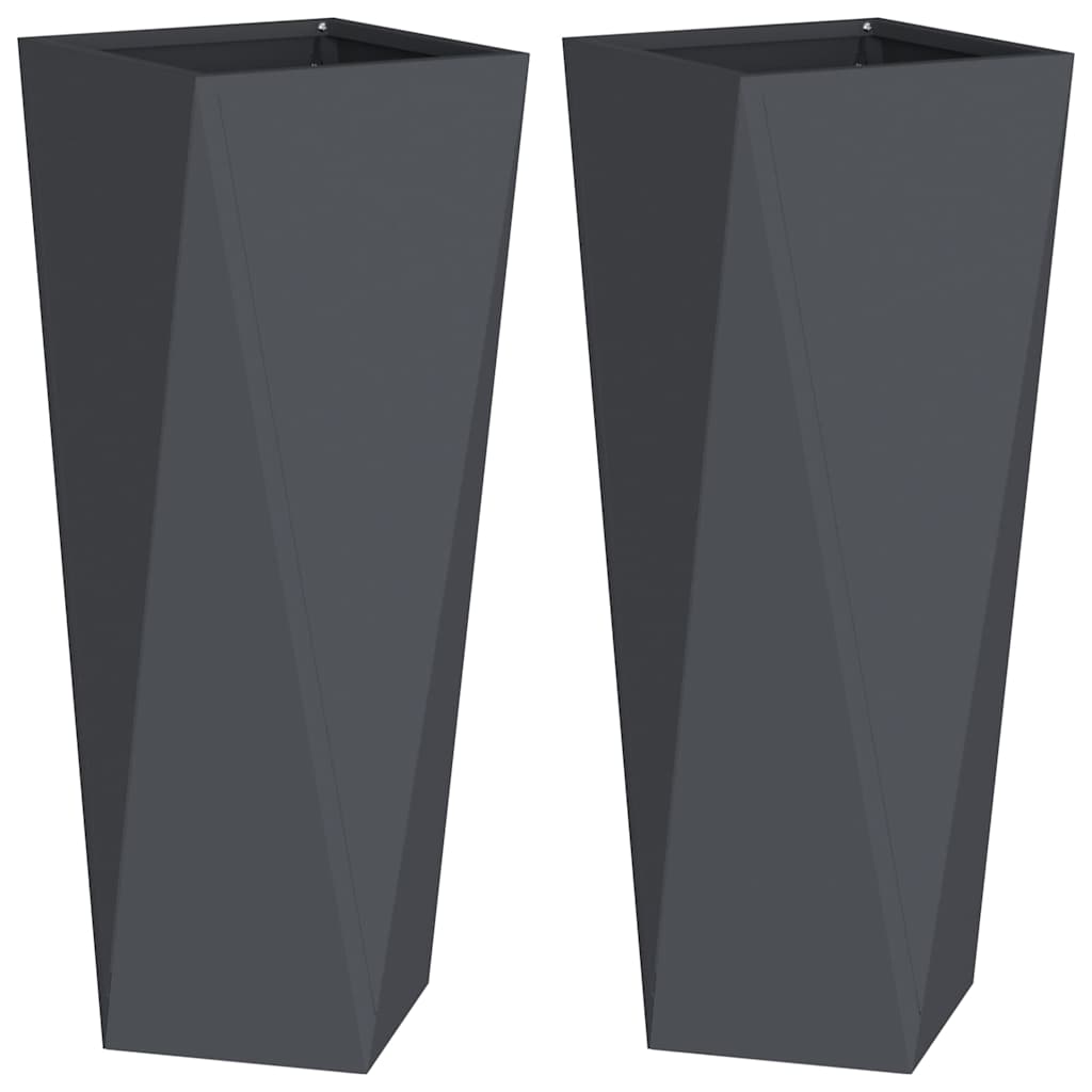 vidaXL Γλάστρα 2 pcs Ανθρακί 30 x 30 x 75 εκ Ατσάλι