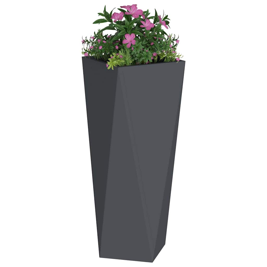 vidaXL Γλάστρα 2 pcs Ανθρακί 30 x 30 x 75 εκ Ατσάλι