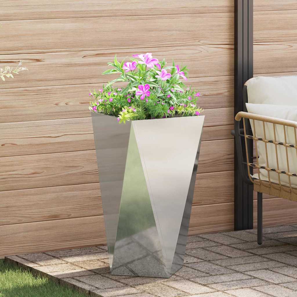 vidaXL Γλάστρα 2 pcs Ασημί 40 x 40 x 75 cm Επικαλυμμένος Χάλυβας