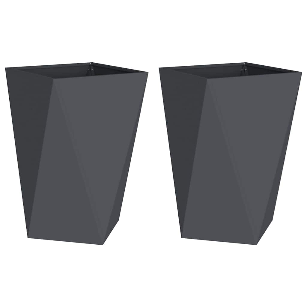vidaXL Γλάστρα 2 pcs Ανθρακί 50 x 50 x 75 cm Ατσάλι