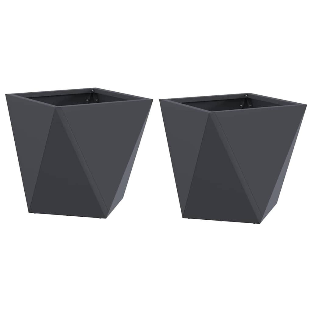vidaXL Γλάστρα 2 pcs Ανθρακί 30 x 30 x 30 cm Ατσάλι