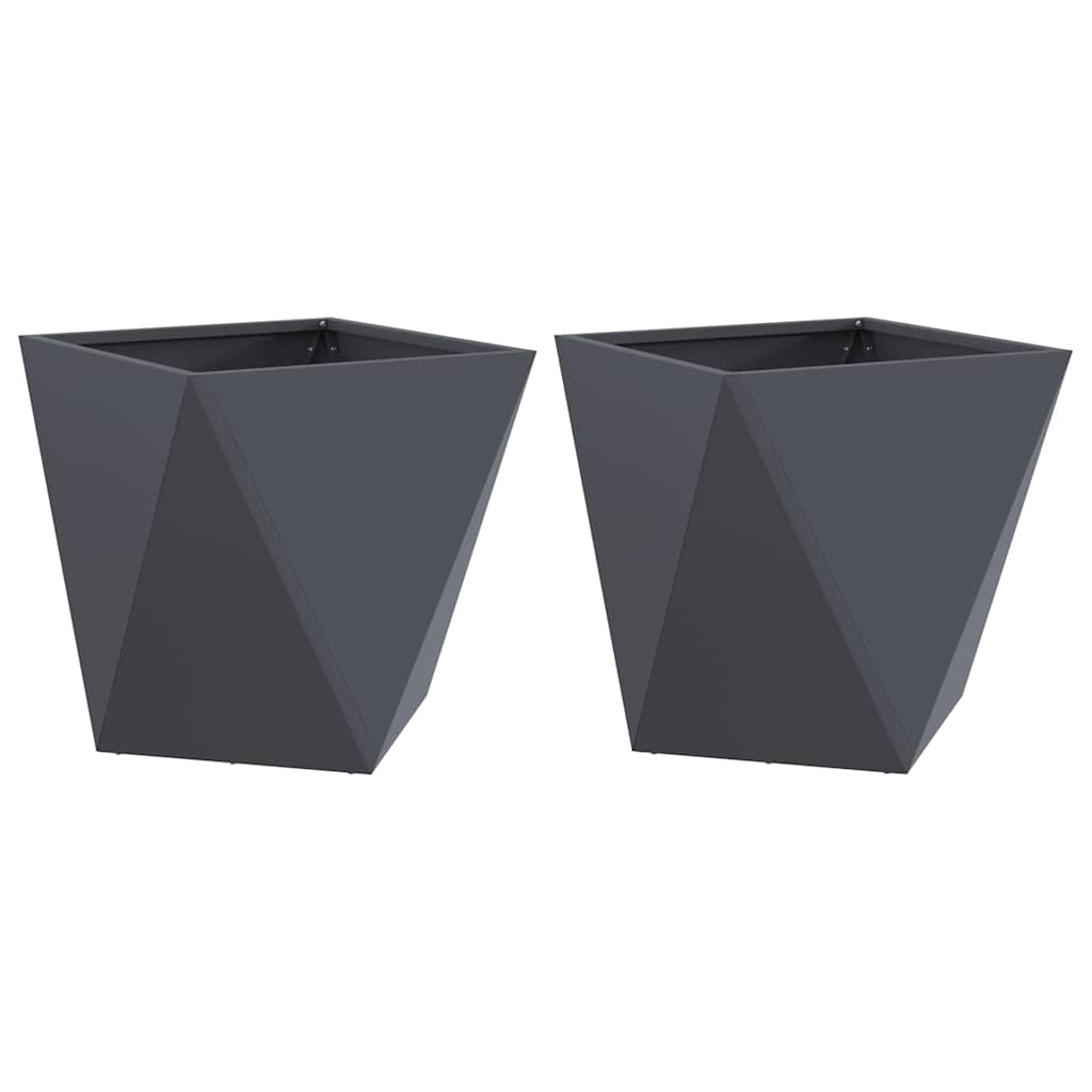 vidaXL Γλάστρα 2 pcs Ανθρακί 40 x 40 x 40 cm Ατσάλι
