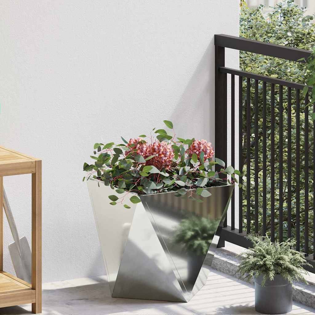vidaXL Γλάστρα Ασημί 40 x 40 x 40 cm Επικαλυμμένος Χάλυβας