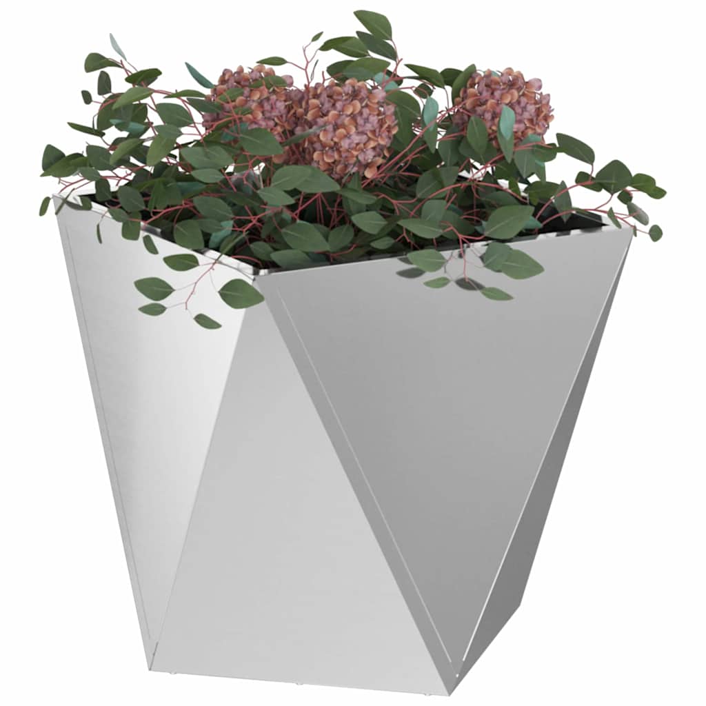 vidaXL Γλάστρα Ασημί 40 x 40 x 40 cm Επικαλυμμένος Χάλυβας