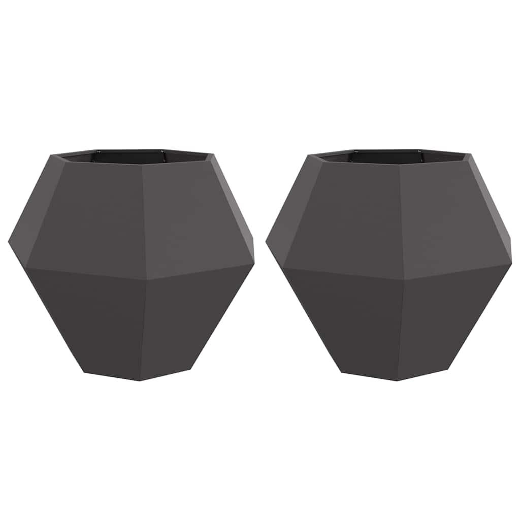 vidaXL Γλάστρα 2 pcs Μαύρο 100 x 100 x 80 εκ Ατσάλι