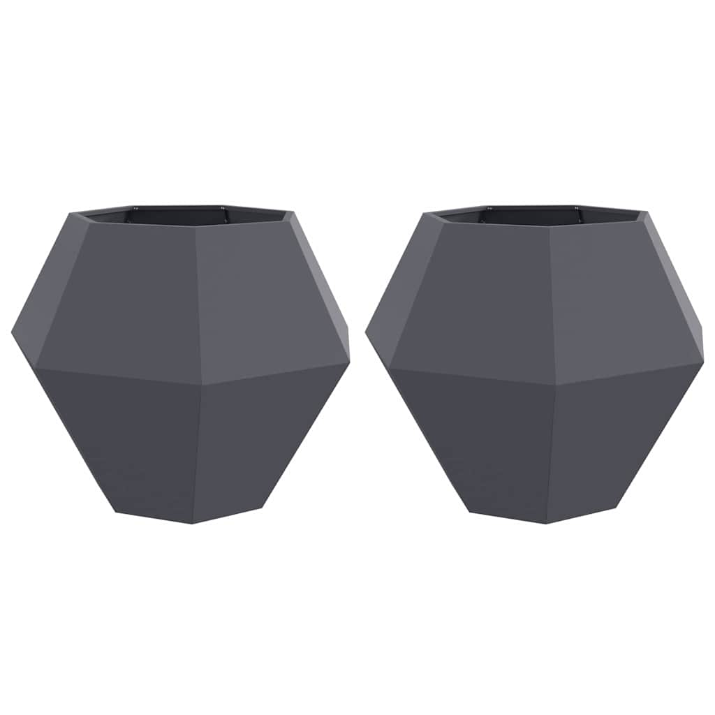 vidaXL Γλάστρα 2 pcs Ανθρακί 100 x 100 x 80 εκ Ατσάλι