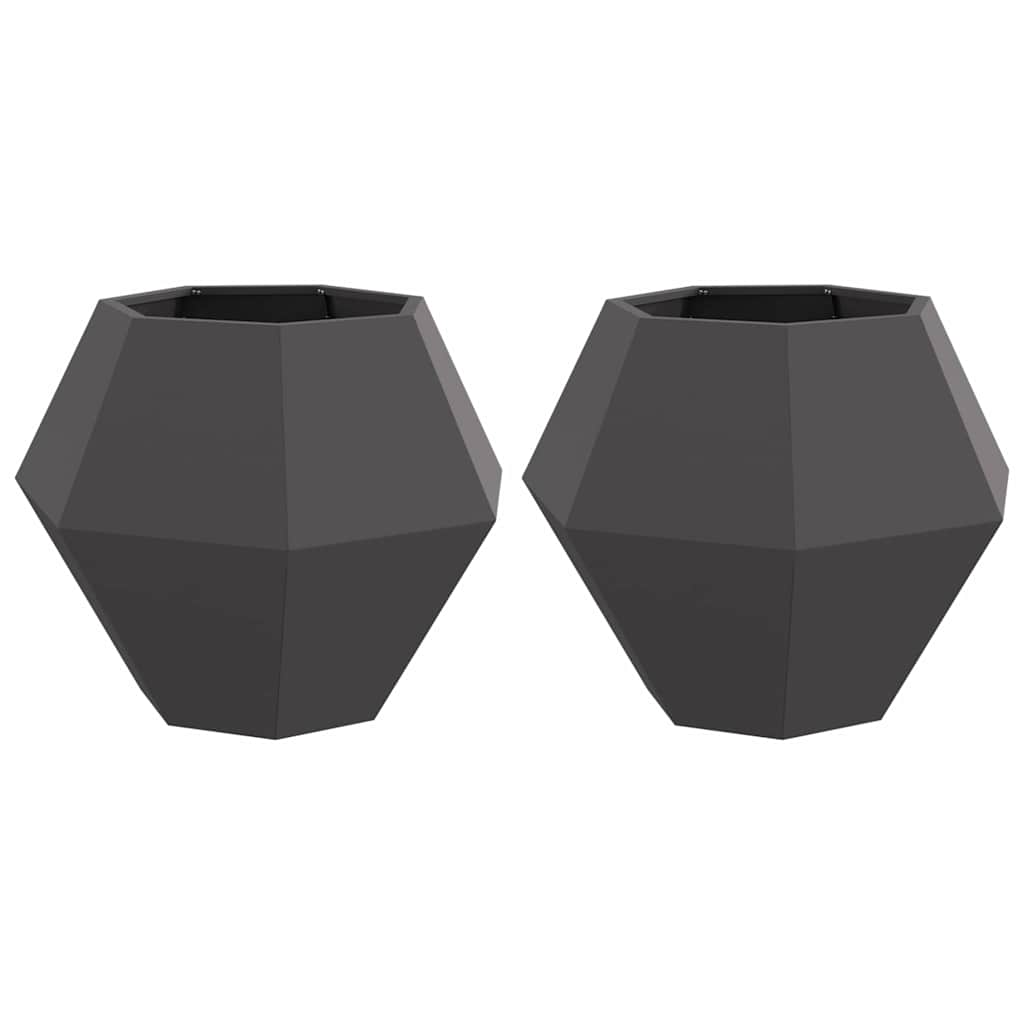 vidaXL Γλάστρα 2 pcs Μαύρο 75 x 75 x 60 εκ Ατσάλι