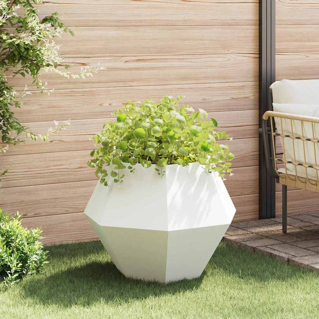 vidaXL Γλάστρα 2 pcs Λευκό 75 x 75 x 60 εκ Ατσάλι