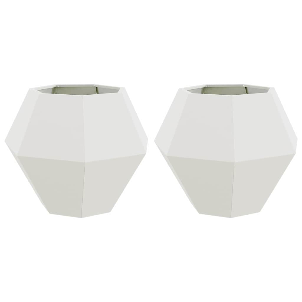 vidaXL Γλάστρα 2 pcs Λευκό 75 x 75 x 60 εκ Ατσάλι