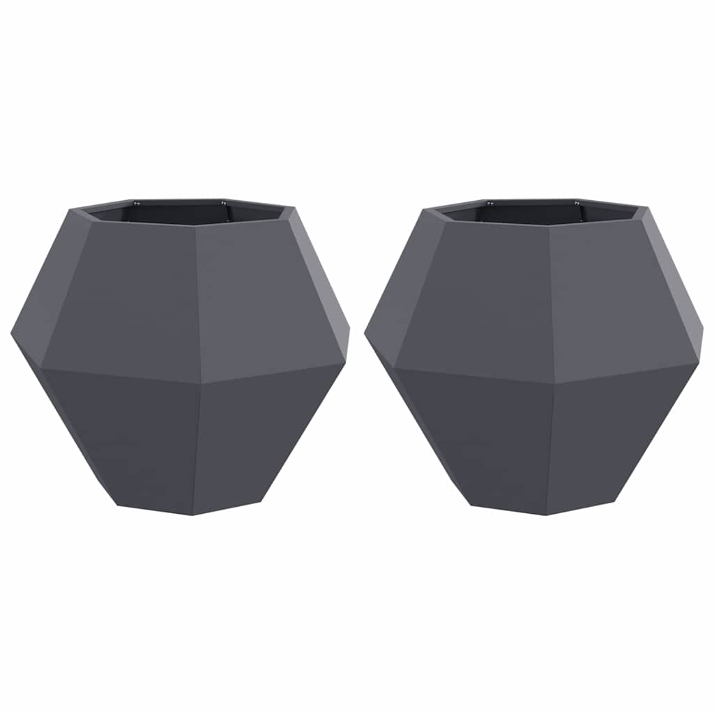 vidaXL Γλάστρα 2 pcs Ανθρακί 75 x 75 x 60 εκ Ατσάλι