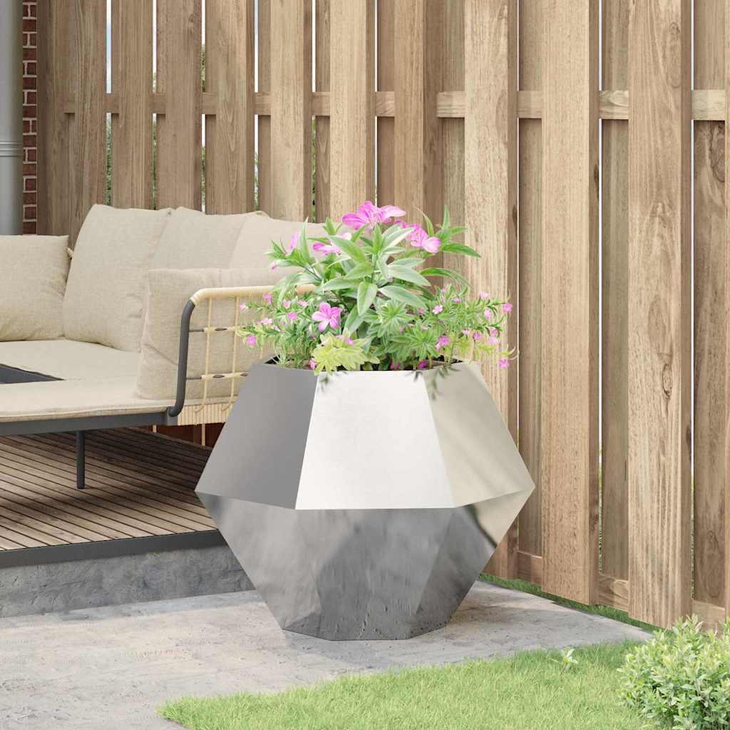vidaXL Γλάστρα Ασημί 75 x 75 x 60 εκ Επικαλυμμένος Χάλυβας