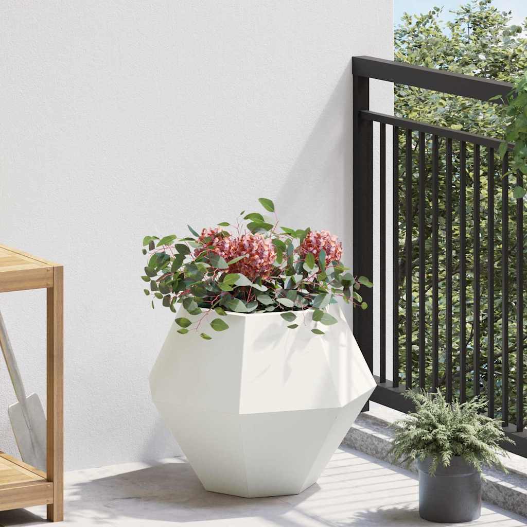 vidaXL Γλάστρα Λευκό 50 x 50 x 40 cm Ατσάλι