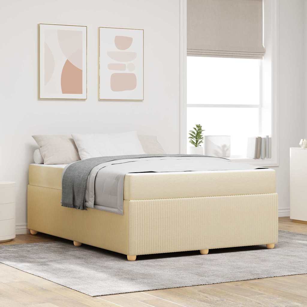 vidaXL Σκελετός Κρεβατιού Κρεμ 140 x 200 cm ύφασμα