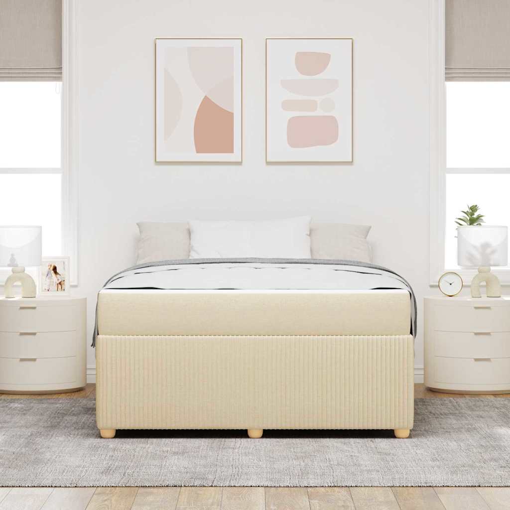 vidaXL Σκελετός Κρεβατιού Κρεμ 140 x 200 cm ύφασμα
