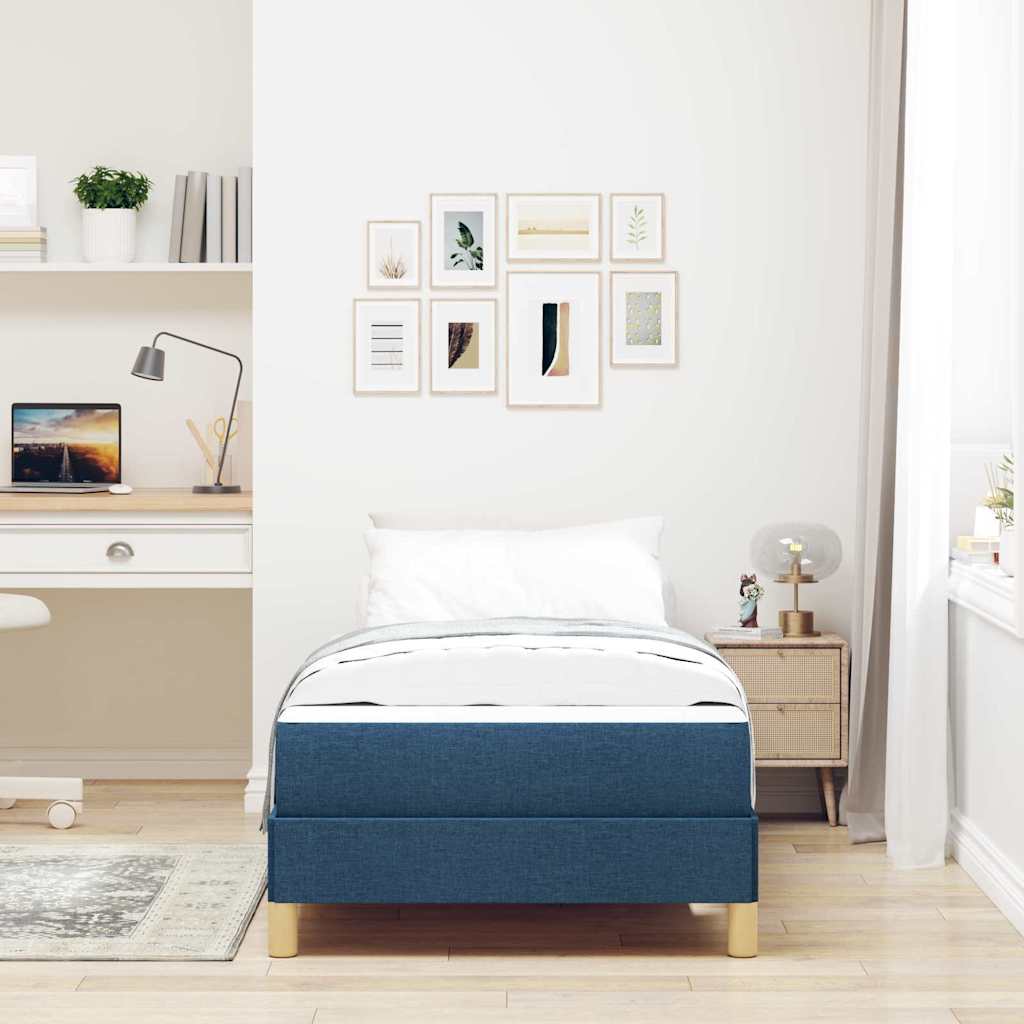 vidaXL Κρεβάτι με ελατήρια με στρώμα Μπλε 90 x 190 cm ύφασμα