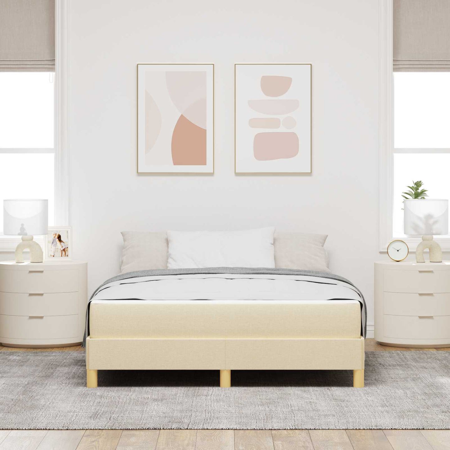 vidaXL Κρεβάτι με ελατήρια με στρώμα Κρεμ 140 x 200 cm ύφασμα