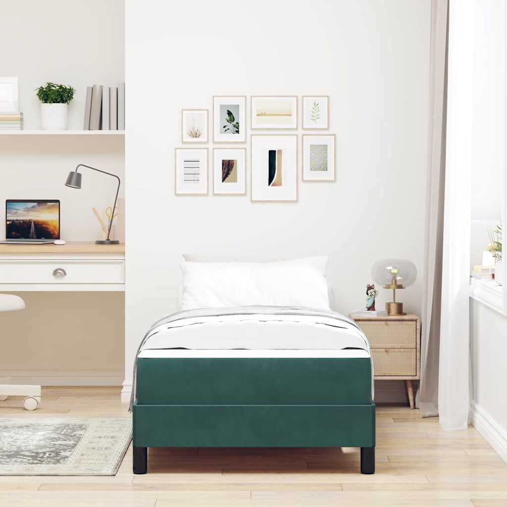 vidaXL Κρεβάτι box spring με στρώμα Σκούρο Πράσινο 100 x 200 cm