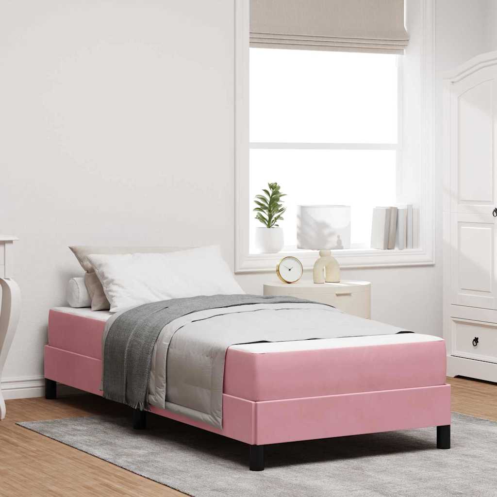 vidaXL Κρεβάτι box spring με στρώμα με στρώμα Ροζ 100 x 200 cm Βελούδο
