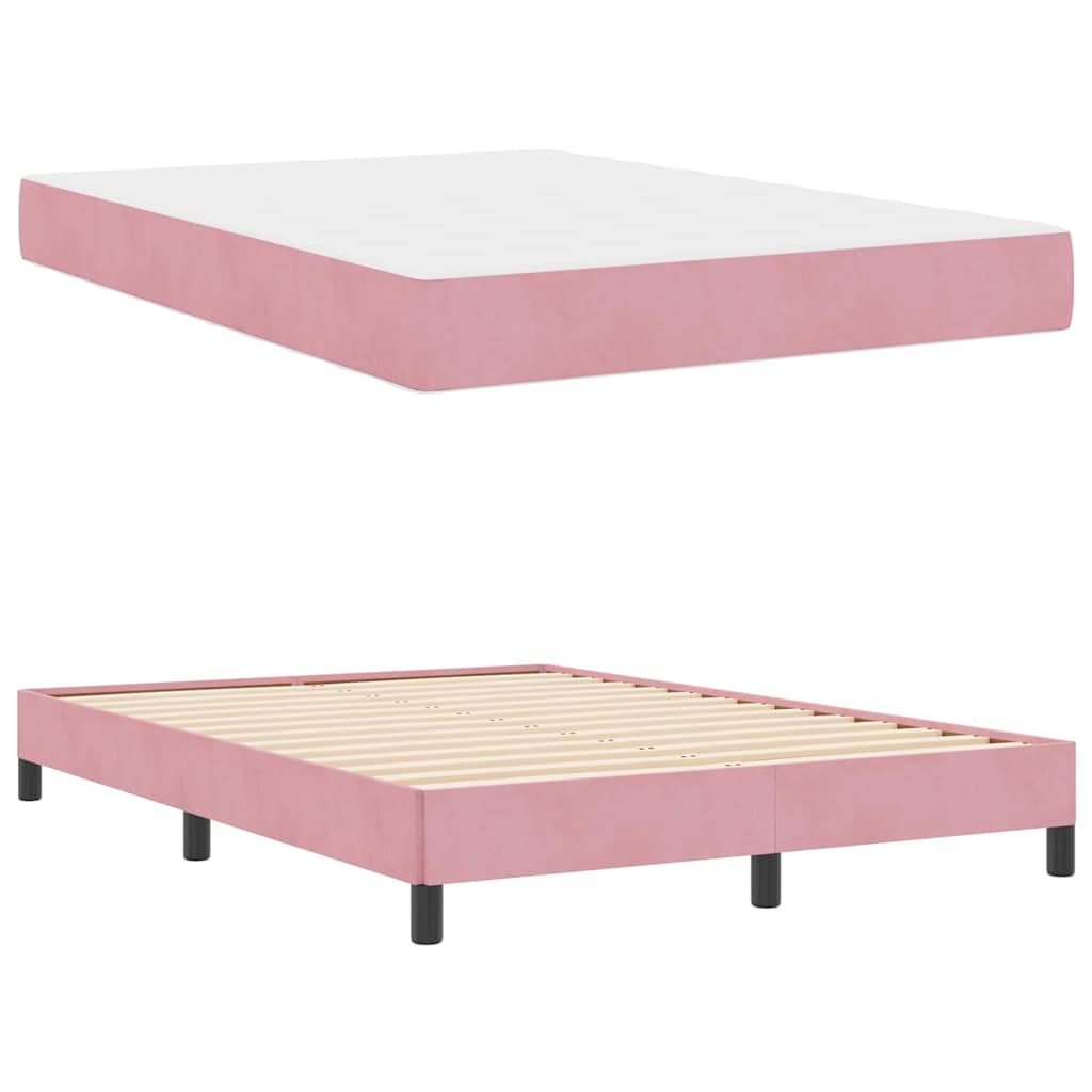 vidaXL Κρεβάτι με ελατήρια με στρώμα Ροζ 140 x 220 cm ύφασμα