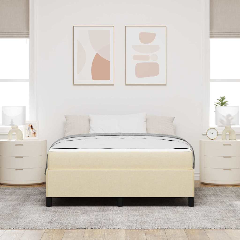 vidaXL Κρεβάτι με ελατήρια Κρεμ 160 x 200 cm ύφασμα