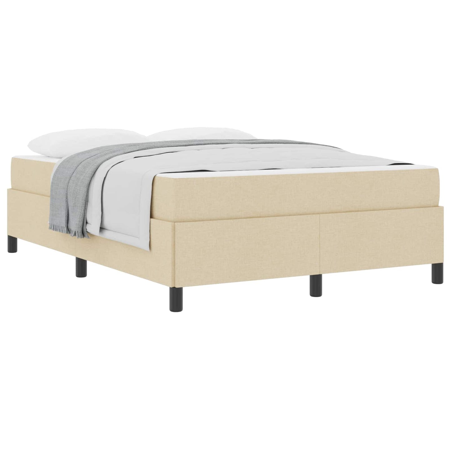 vidaXL Κρεβάτι με ελατήρια Κρεμ 160 x 200 cm ύφασμα