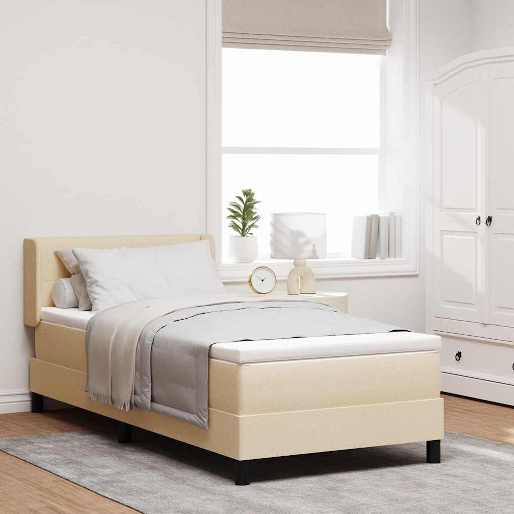 vidaXL Κρεβάτι με ελατήρια με κεφαλάρι Κρεμ 190 x 90 cm ύφασμα