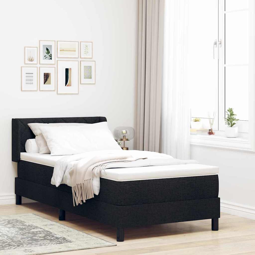 vidaXL Κρεβάτι με ελατήρια με κεφαλάρι Μαύρο 190 x 90 cm ύφασμα