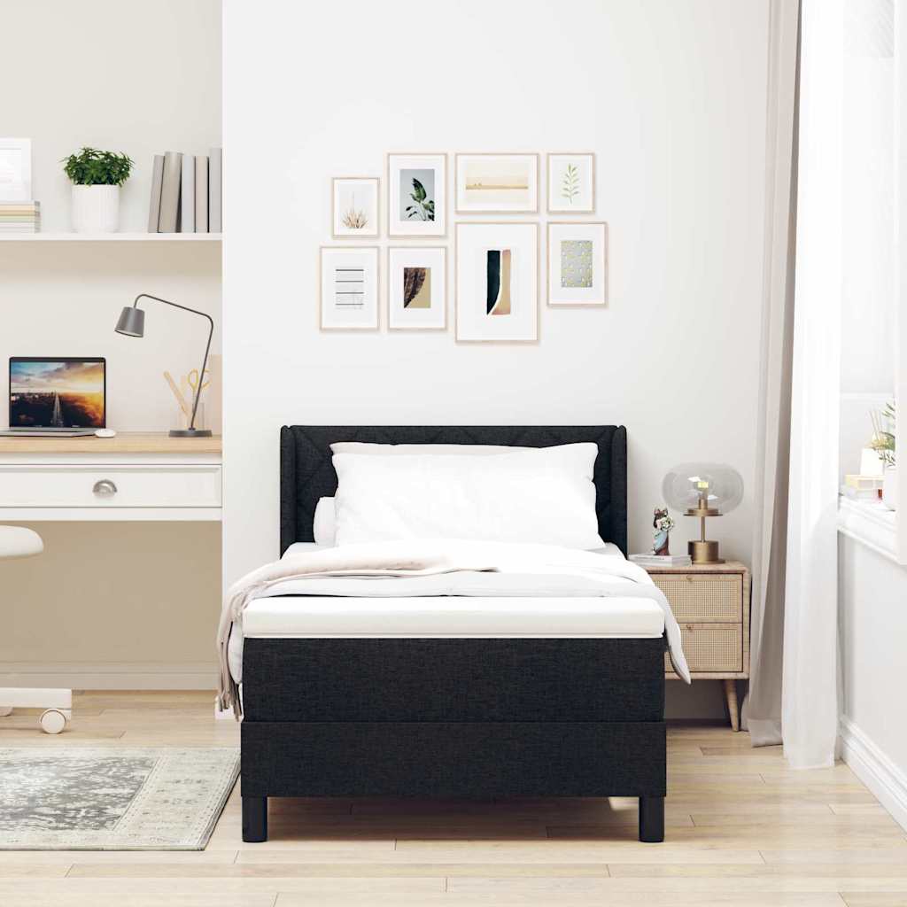 vidaXL Κρεβάτι με ελατήρια με κεφαλάρι Μαύρο 190 x 90 cm ύφασμα