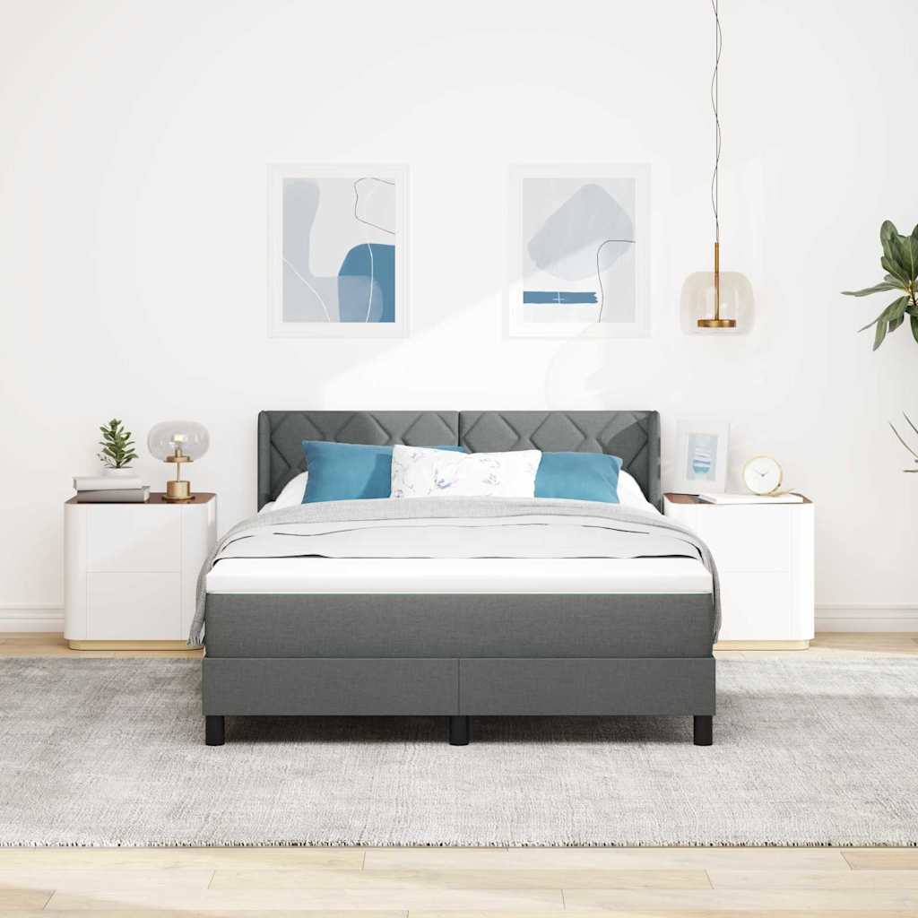 vidaXL Κρεβάτι με ελατήρια Σκούρο Γκρι 190 x 140 εκατοστά ύφασμα