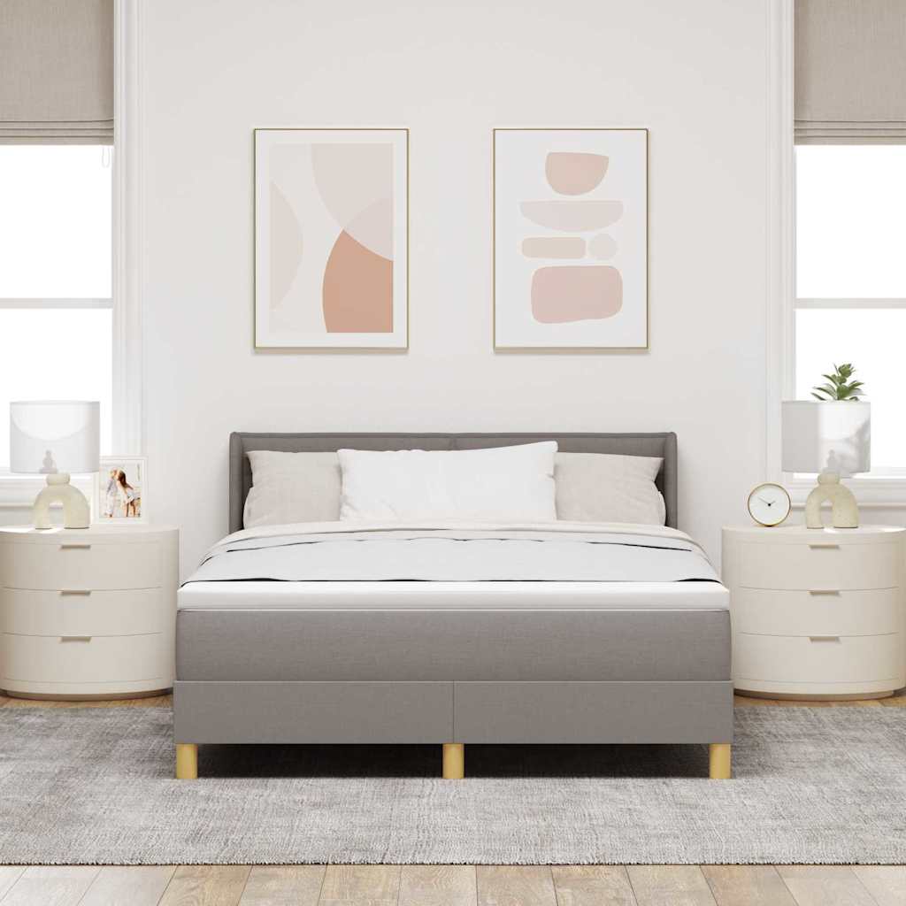 vidaXL Κρεβάτι με ελατήρια με κεφαλάρι Taupe 200 x 140 cm ύφασμα