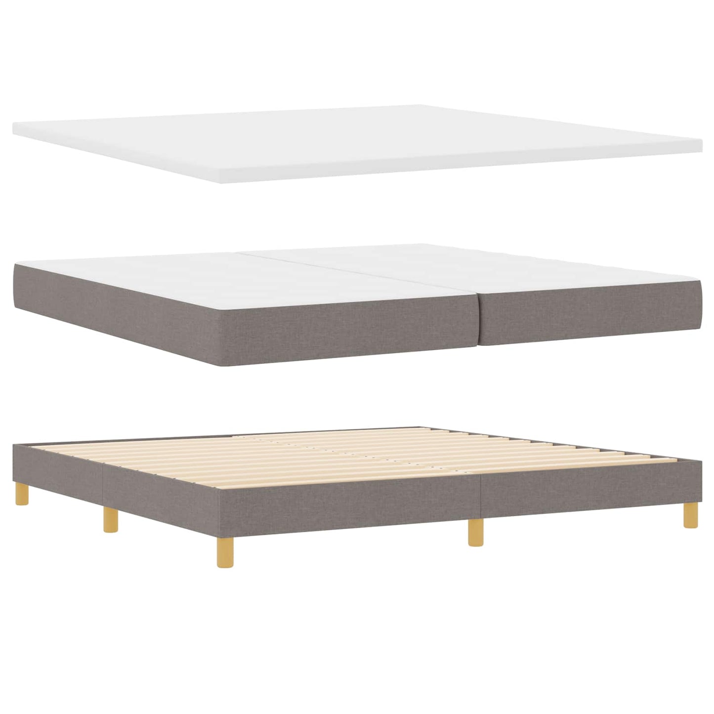 vidaXL Κρεβάτι με ελατήρια με κεφαλάρι Taupe 200 x 200 cm ύφασμα