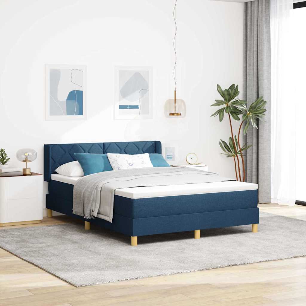 vidaXL Κρεβάτι με ελατήρια με μαξιλάρι Μπλε 200 x 140 cm ύφασμα