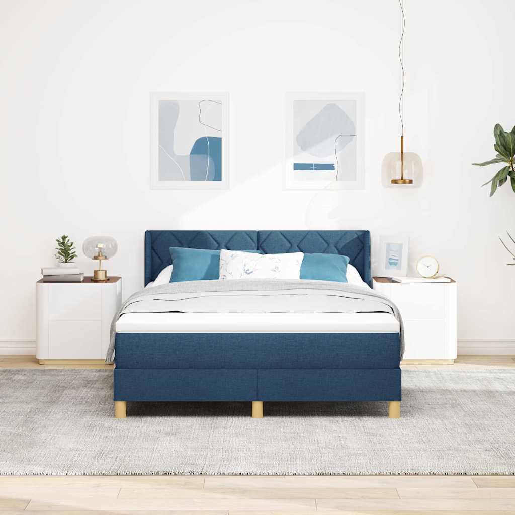 vidaXL Κρεβάτι με ελατήρια με μαξιλάρι Μπλε 200 x 140 cm ύφασμα