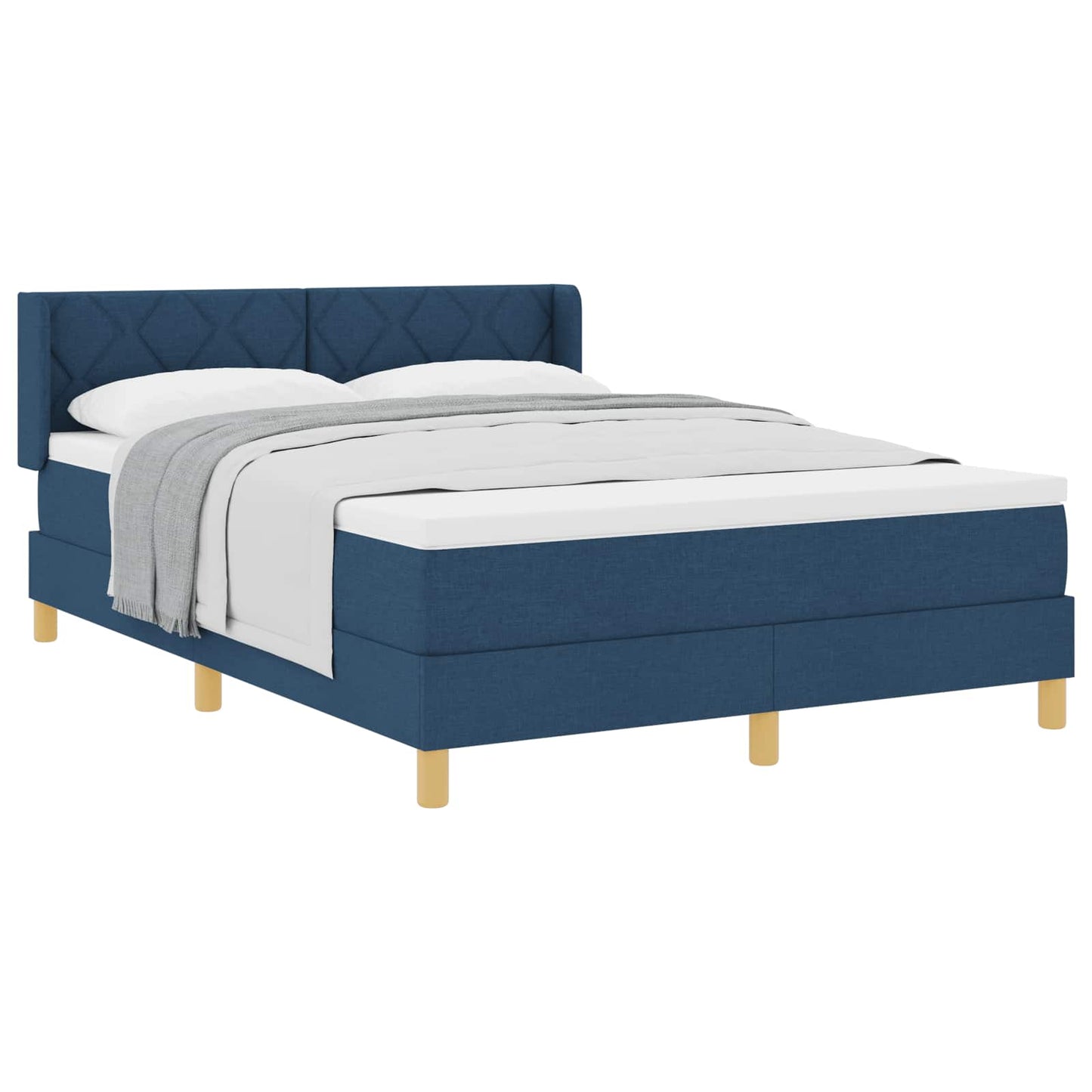 vidaXL Κρεβάτι με ελατήρια με μαξιλάρι Μπλε 200 x 140 cm ύφασμα