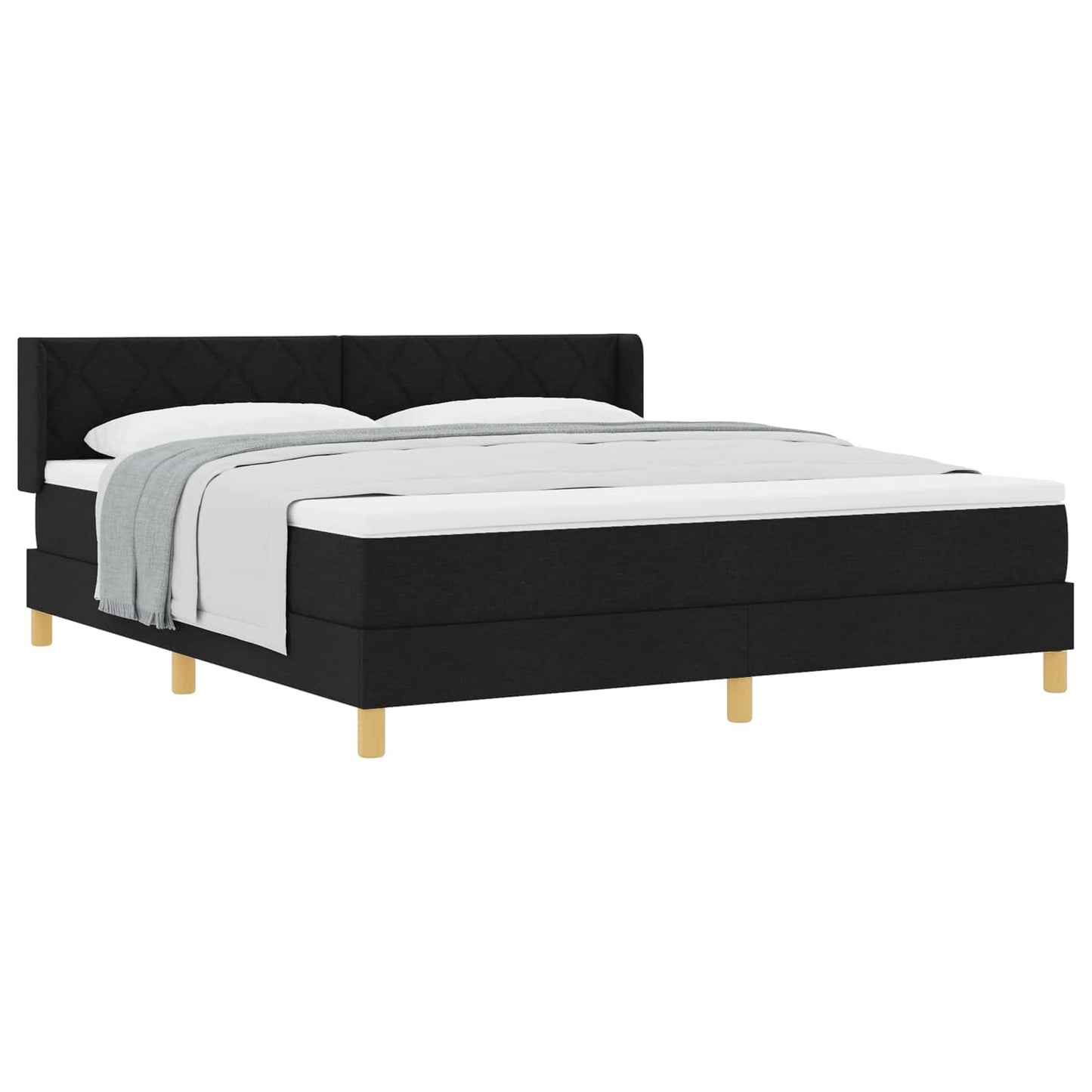 vidaXL Κρεβάτι με ελατήρια με κεφαλάρι Μαύρο 200 x 180 cm ύφασμα
