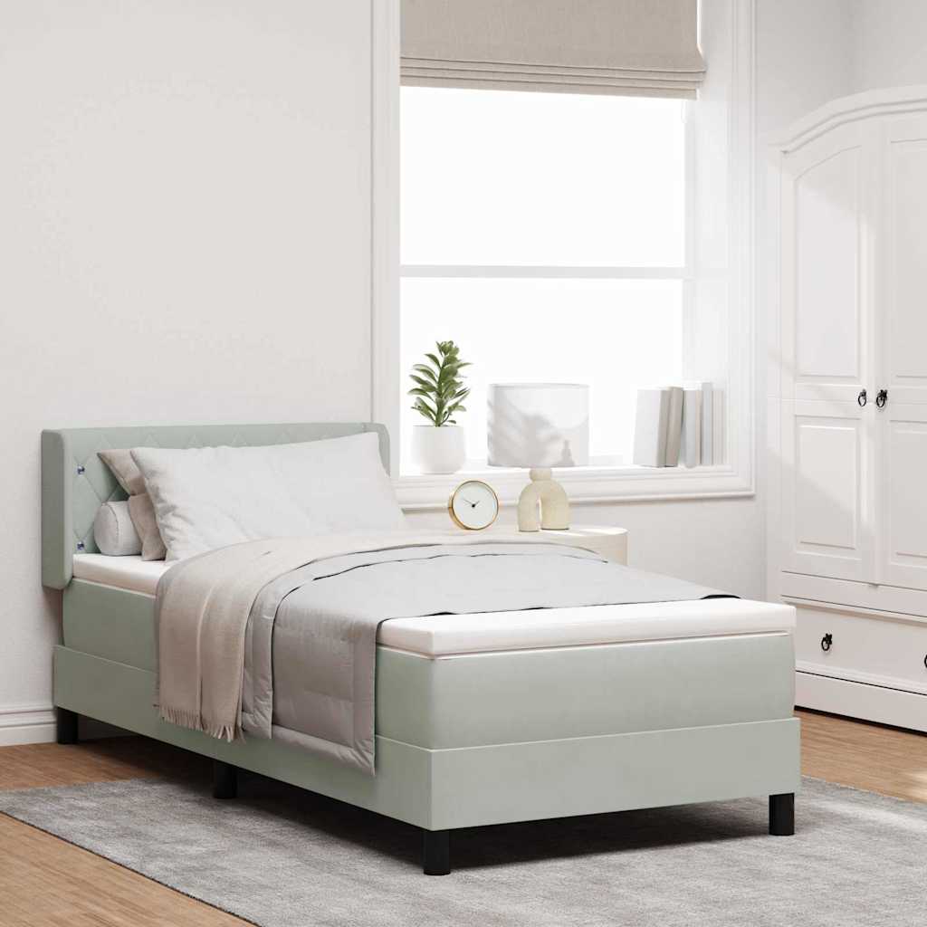 κρεβάτι Box Spring με στρώμα light grey 90x200 cm Βελούδο