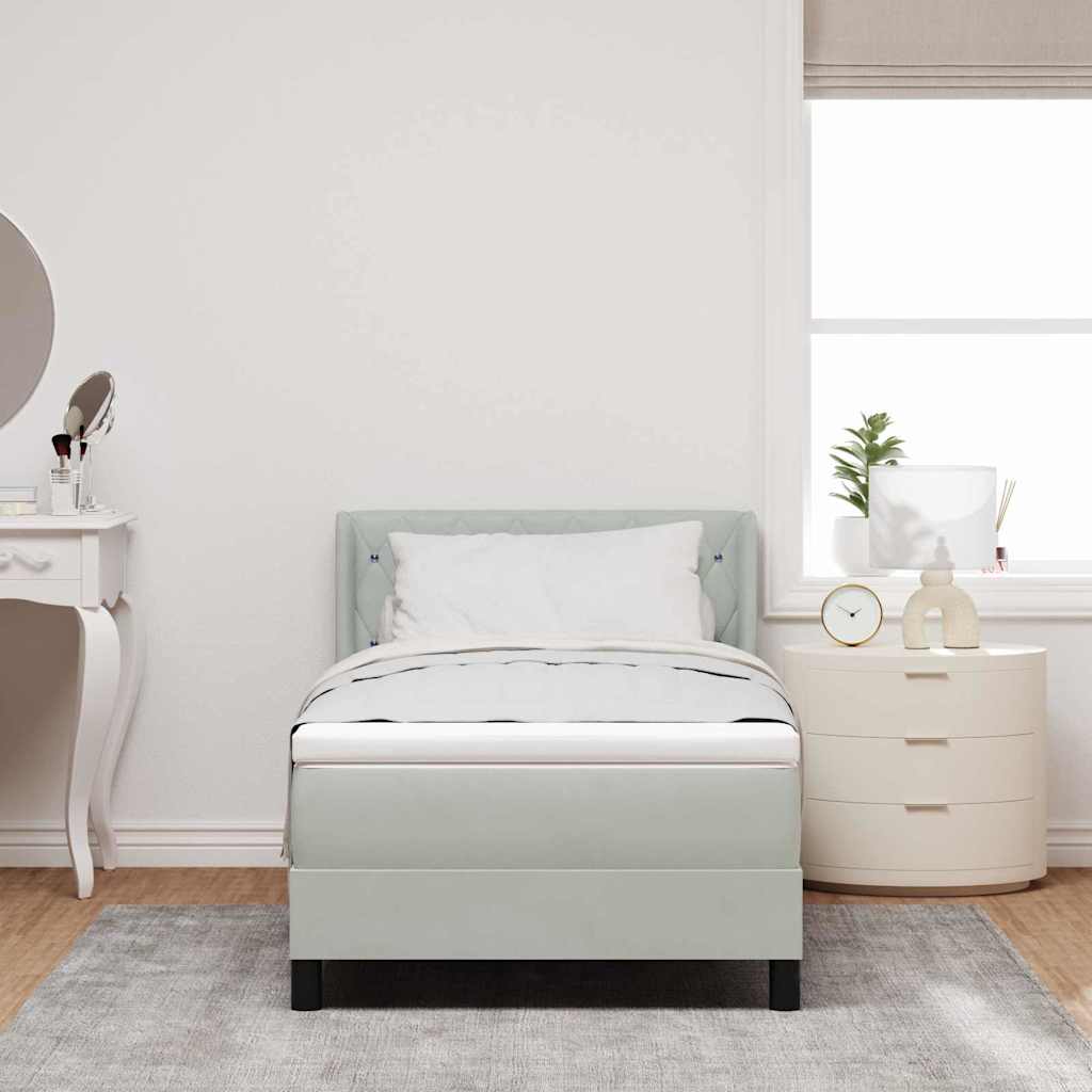 κρεβάτι Box Spring με στρώμα light grey 90x200 cm Βελούδο
