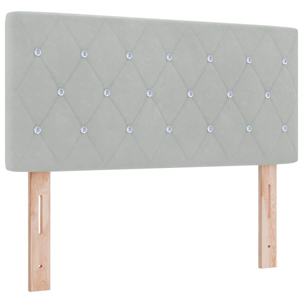 κρεβάτι Box Spring με στρώμα light grey 90x200 cm Βελούδο