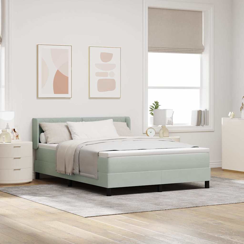 vidaXL Κρεβάτι με ελατήρια Ανοιχτό γκρι 200 x 140 cm Βελούδο
