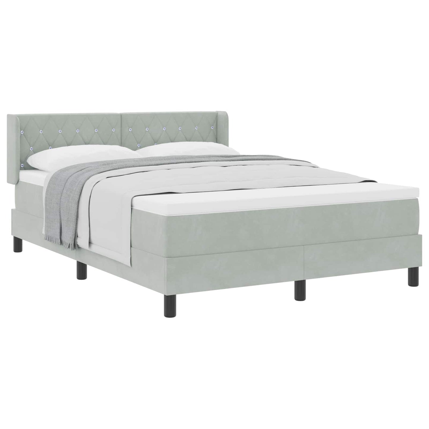 vidaXL Κρεβάτι με ελατήρια Ανοιχτό γκρι 200 x 140 cm Βελούδο