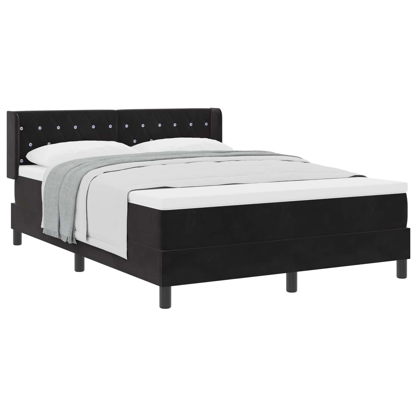 vidaXL Κρεβάτι με ελατήρια με κεφαλάρι Μαύρο 200 x 140 cm Βελούδο