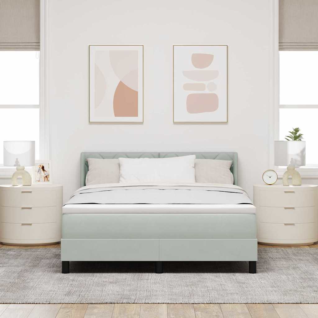 vidaXL Κρεβάτι με ελατήρια Ανοιχτό γκρι 200 x 140 cm Βελούδο