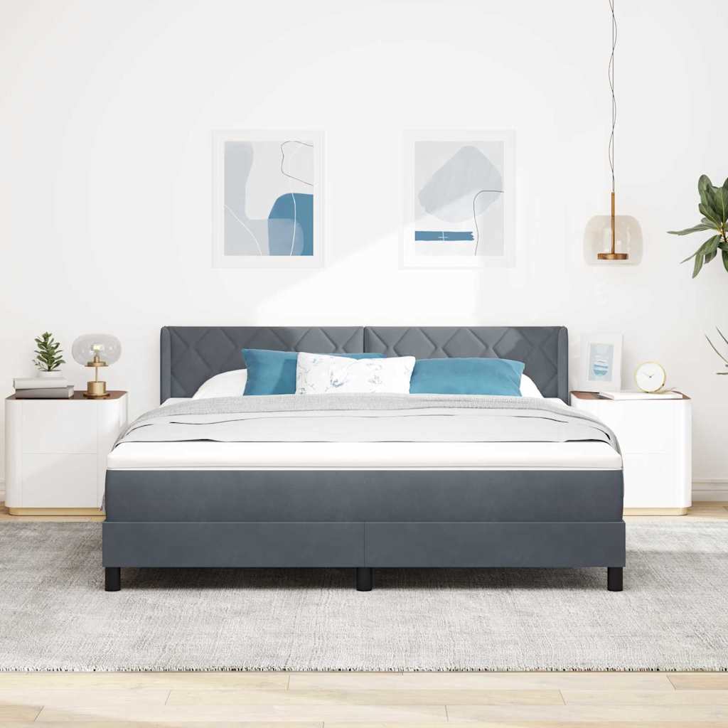 vidaXL Κρεβάτι με ελατήρια Σκούρο Γκρι 200 x 180 cm Βελούδο